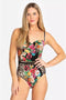 Johnny Was Sandra One Piece Swimsuit Floral Black Leopard Flowers Swimwear Small NEW