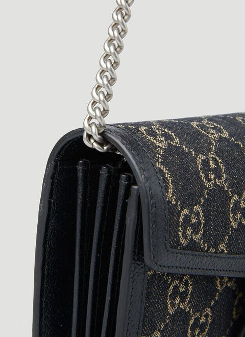 Gucci Dionysus GG Mini Shoulder Bag Cotton Black Denim Handbag Purse Italy NEW