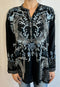 Johnny Was Alessa Tunic Long Sleeves Top Shirt Floral Embroidery Shell White New