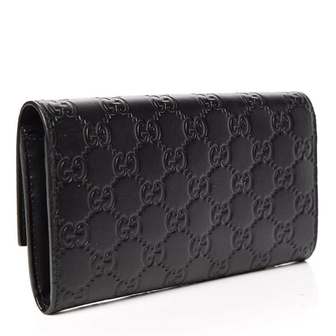 Gucci Signature Guccissima GG Black Fold Over Wallet Bag Box Purse Authentic New