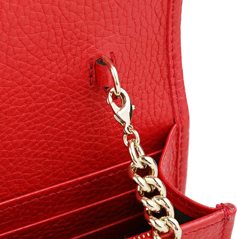 Gucci Soho Red GG Crossbody Wallet Leather Handbag Shoulder Purse Bag Italy NEW