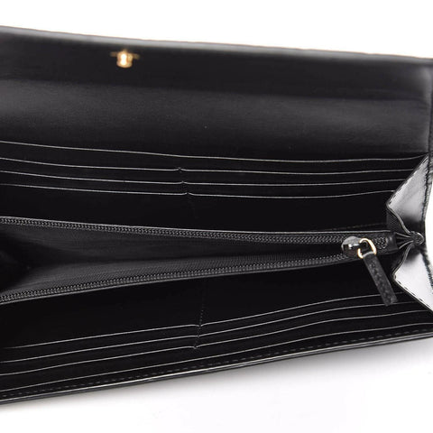 Gucci Signature Guccissima GG Black Fold Over Wallet Bag Box Purse Authentic New