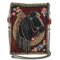 Mary Frances Let's Gallop Mini Crossbody Handbag Red Beaded Horse Bag New