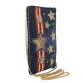 Mary Frances Americana Crossbody Phone Bag Handbag Beaded Stars Blue New