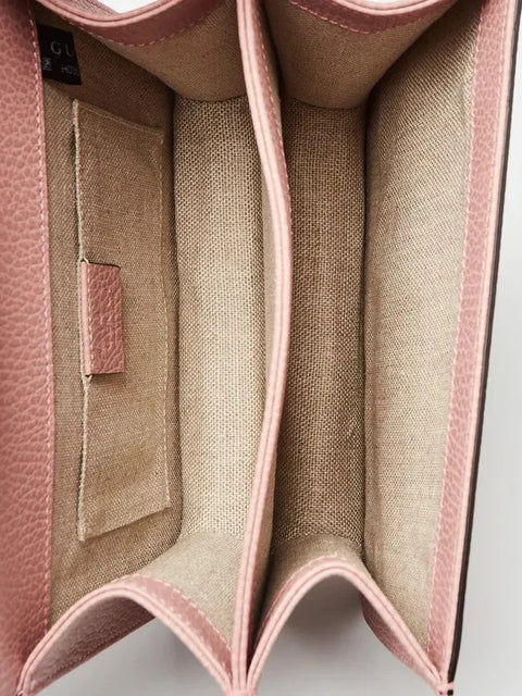 Gucci Soft Pink Dollar Calfskin Interlocking G Leather Shoulder Bag Handbag Italy NEW