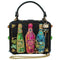 Mary Frances In the Spirit Top Handle Handbag Bottles Drink Beaded Black Bag New