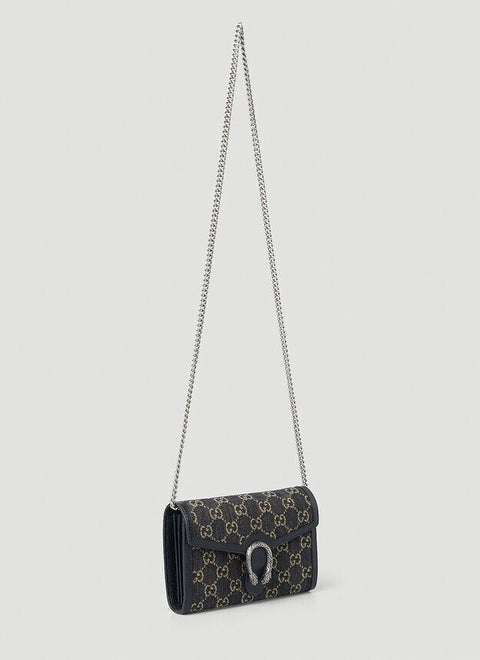 Gucci Dionysus GG Mini Shoulder Bag Cotton Black Denim Handbag Purse Italy NEW