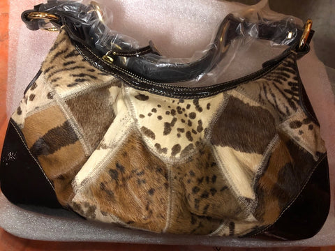 Francesco Biasia Olga Heaven Cuoio Animal Leather Bag Shoulder Handbag Purse NEW