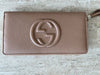 Gucci Soho Leather Camelia Long Wallet Zip Around Large Italy GG Box NEW