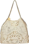 Stella McCartney Cotton Crochet Ajouree Small Tote Butter Cream Handbag Bag New