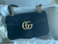 Gucci Black Velvet Marmont Matelasse GG Shoulder Bag Handbag New
