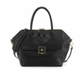 Tory Burch CLARA Leather Bag Black Shoulder Handbag Gold Satchel Leather NEW