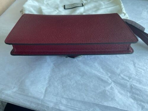 Gucci Dionysus Italy Red Wine Leather Small Wrist Strap Shoulder Bag Purse New
