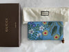 Gucci Nymphae Azure Shanghai Blue Large Floral Zip Wallet Purse Italy Bag NEW