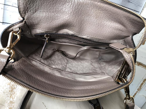 Michael Kors Womens Selby Medium Signature Satchel Brown Shoulder Bag Purse New