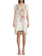 Johnny Was Adele Drape Tunic Dress Floral Embroid Flowers White Ramie New