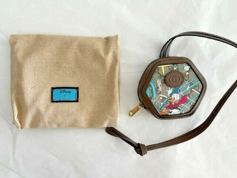 GUCCI GG Disney X Donald Duck Zip Around Marmont Brown Italy Coin Bag Purse NEW
