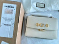 Gucci Mystic White Zumi Shoulder Bag Small Handbag Gold Strap Italy Authentic New