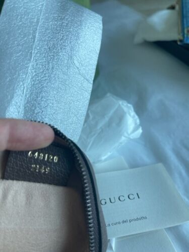 GUCCI GG Disney X Donald Duck Zip Around Marmont Brown Italy Coin Bag Purse NEW