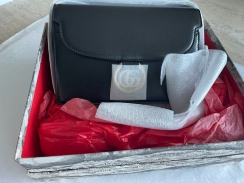 Gucci Black Ring Michel GG Handbag Azalea Calf Leather Gold Bag Italy Purse NEW