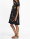 Johnny Was Lemona Dress Floral Embroidery Linen Black Button Front Flowers New