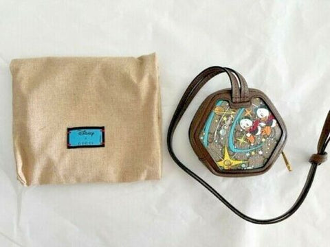 GUCCI GG Disney X Donald Duck Zip Around Marmont Brown Italy Coin Bag Purse NEW