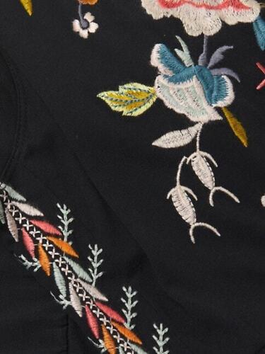 Johnny Was Ceretti Relaxed Tee Special Flower Black Floral Bird Cotton Shirt Top NEW