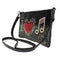 Mary Frances I Love Music Zip Heart Red Silver Black Crossbody Handbag Bag New