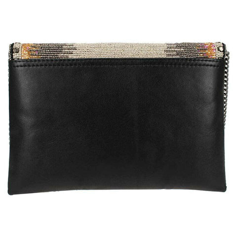Mary Frances Queen Bee Crossbody Chain Handbag Bag Beaded Black Gold Cream New