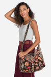 Johnny Was Taline Velveteen Tote Coffee Bean Brown Velvet Bag Handbag Hobo NEW