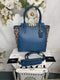 Coach Troupe Tote Weaving Bag Leather Magnetic Zip Blue Lake Handbag Purse NEW