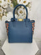 Coach Troupe Tote Weaving Bag Leather Magnetic Zip Blue Lake Handbag Purse NEW