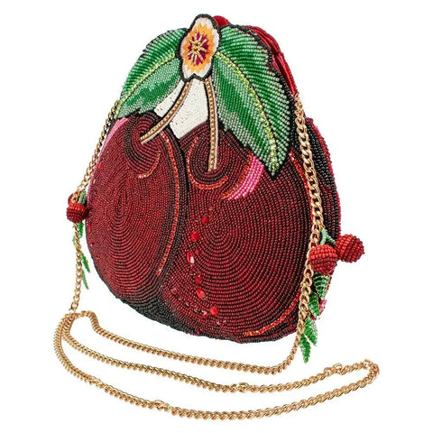 Mary Frances Wild Cherry Fruit Spring Beaded Handbag Bag Cherries Purse Red NEW