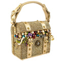 Mary Frances Secret Treasure Top Handle Beaded Gold Box Handbag Bag New