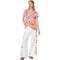 Johnny Was Sheri Everyday Tee Short Sunset Pink Embroidered Floral Shirt Top Small NEW