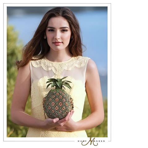 Mary Frances Pineapple Punch Yellow Green Fruit Spring Bead Bag Handbag Purse Nw