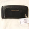 Michael Kors Bedford Deep Black Leather Double Zip Closure Wallet Purse Bag New