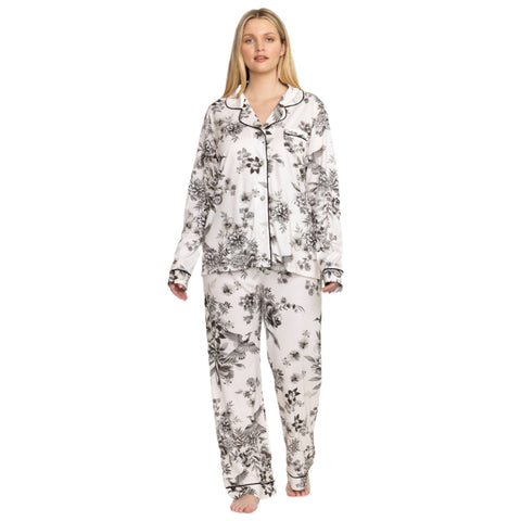 Johnny Was Carly Dreamer Ivory White PJ Set Floral Home Lounge Sleepwear 2 pc L NEW