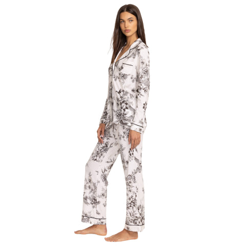 Johnny Was Carly Dreamer Ivory White PJ Set Floral Home Lounge Sleepwear 2 pc L NEW