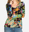 Johnny Was Black Dreamer Favorite Long Sleeve V Neck Swing Tee Floral Shirt New