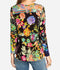 Johnny Was Black Dreamer Favorite Long Sleeve V Neck Swing Tee Floral Shirt New