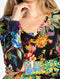 Johnny Was Black Dreamer Favorite Long Sleeve V Neck Swing Tee Floral Shirt New