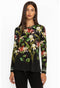 Johnny Was Janie Favorite Iris Whisper Long Swing Tee Floral Shirt Top Black NEW