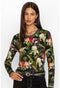 Johnny Was Janie Favorite Iris Whisper Long Swing Tee Floral Shirt Top Black NEW