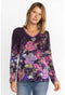 Johnny Was Janie Favorite Valeria Long Floral Special Tee Purple Top Shirt NEW