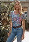 Johnny Was Janie Favorite Napper V Short Tee Naperron Shirt Green Blue Top NEW