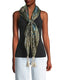 Johnny Was Silk Weller Scarf Floral Dark Green Square Large Tassel Scarves New