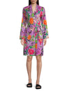 Johnny Was Goza Purple Flowers Sleep Robe Lounge Wear Floral Butterfly Pink NEW
