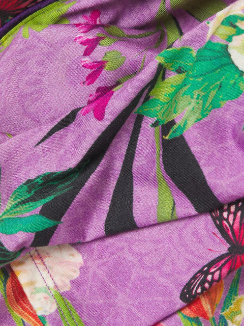 JOHNNY WAS GOZA PURPLE FLOWER SMALL S SLEEP ROBE LOUNGE WEAR NEW