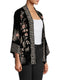 Johnny Was Valentina Velvet Cropped Kimono Jacket Top Black Embroidery New